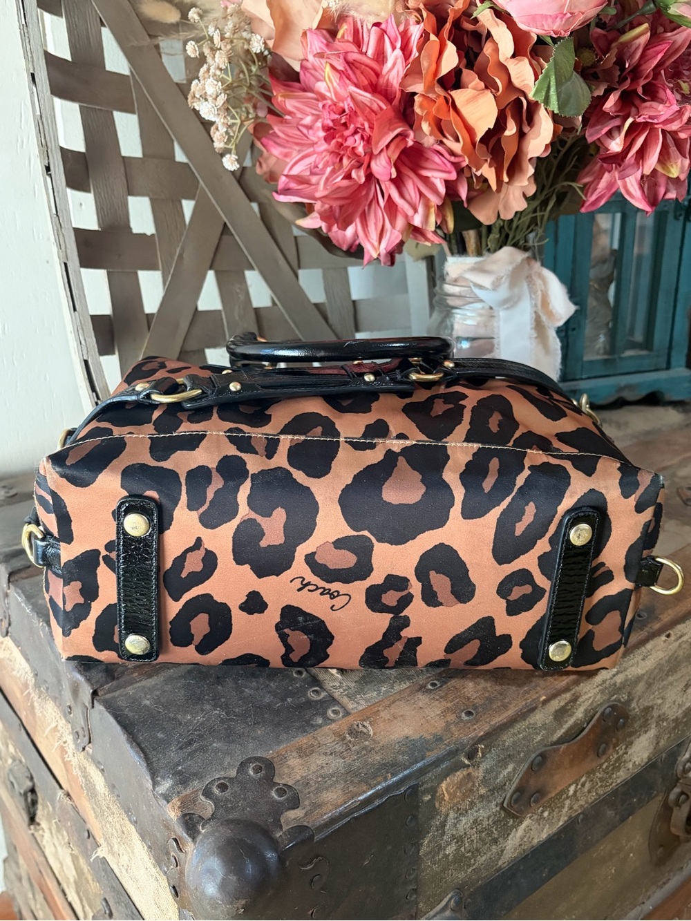 SOLD! RARE! Coach Madison Ocelot Leopard-Print Sabrina Satchel 15553 - Picture 10 of 16